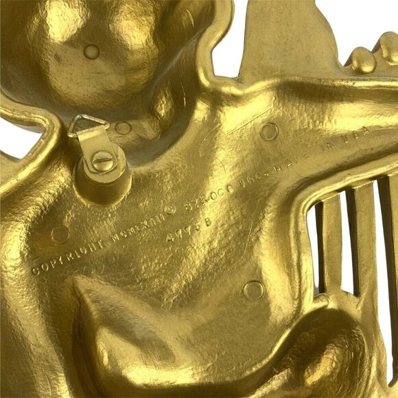 Vintage Syroco 2 Gold Cherubs Angels 4775 Harp Trumpet Plastic Wall Decor 1963 - Picture 7 of 7